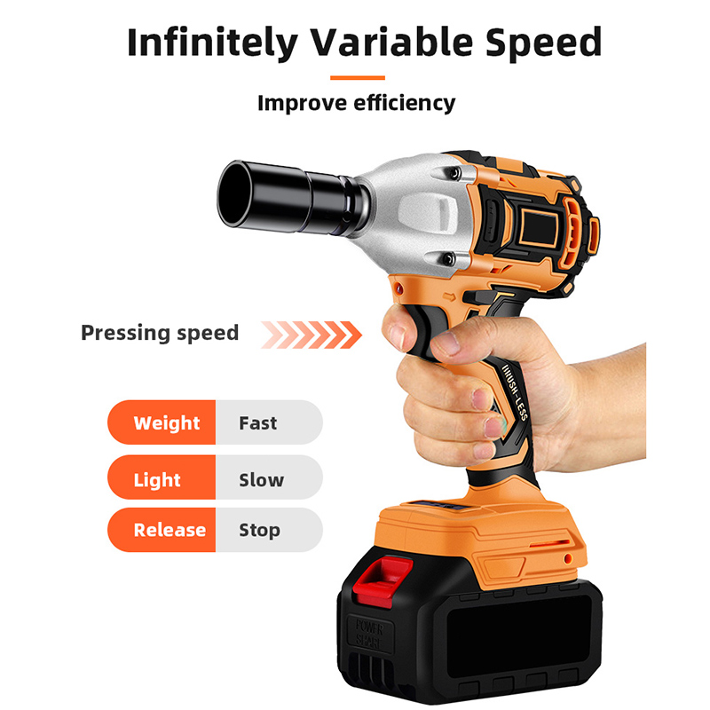 Electric Impact Wrench 580Nm 680Nm 880Nm Infinitely Cordless Speed Brushless Motor Electric Wrench Rechargeable Lithium Battery