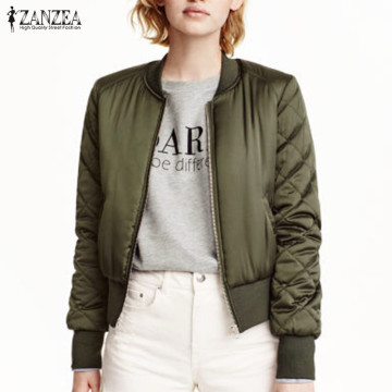 ZANZEA Women Bomber Jackets 2020 Winter Warm Coats Long Sleeve Casual Solid Slim Short Jackets Fashion Outerwear Plus Size S-5XL