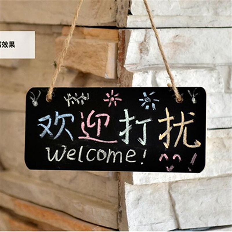 1 Pair Of Chalk Board Wedding Party Home Daily Wooden Hanging Slate Creative Message Board Door Panel