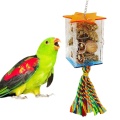 Bird Foraging Toys Parrot Feeder Intelligence Cage Acrylic Food Box Swing Rope Toys Millet Container for Cockatiel Conure