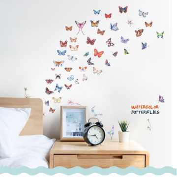 Watercolor butterfly combination wall sticker living room bedroom cabinet wedding home decoration butterflies stickers
