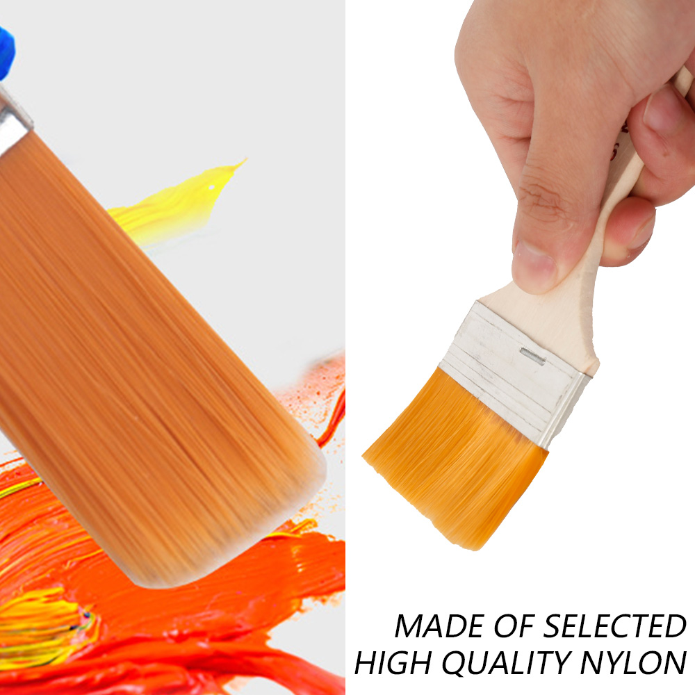 5pcs/set High Quality Nylon Paint Brush Reusable Barbecue Gouache with Wood Handles Oil Bursh Scrubbing Brushes Art Supplies
