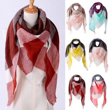 Women Cashmere Autumn Plaid Wool Scarves Women Multi-color Lattice Soft Wrap Casual Outdoor Autumn Warm Shawls шарф бандана
