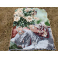 Exquisite Anti-slip Sofa Blanket Cover Table Cloth European Pastoral Home Decorative Artistic 2 Sleeping Cats Tassel Tapestry