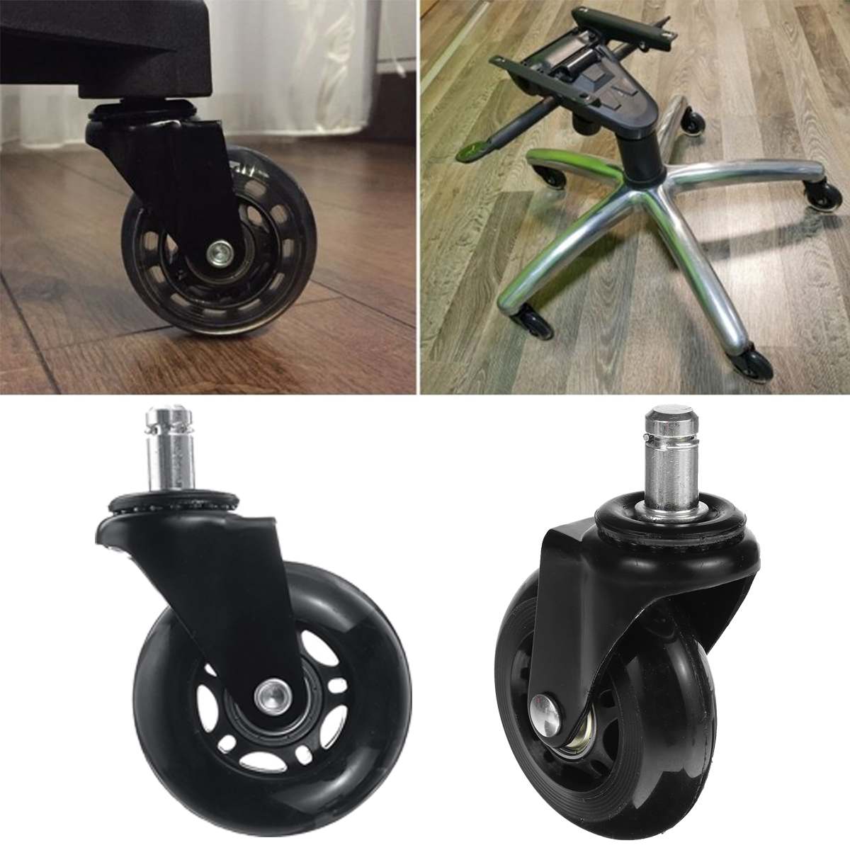 2.5 inch 5PCS Office Chair Caster WheelsRoller Rollerblades Style Castor Wheel Replacement Soft Safe Rollers Furniture Hardware