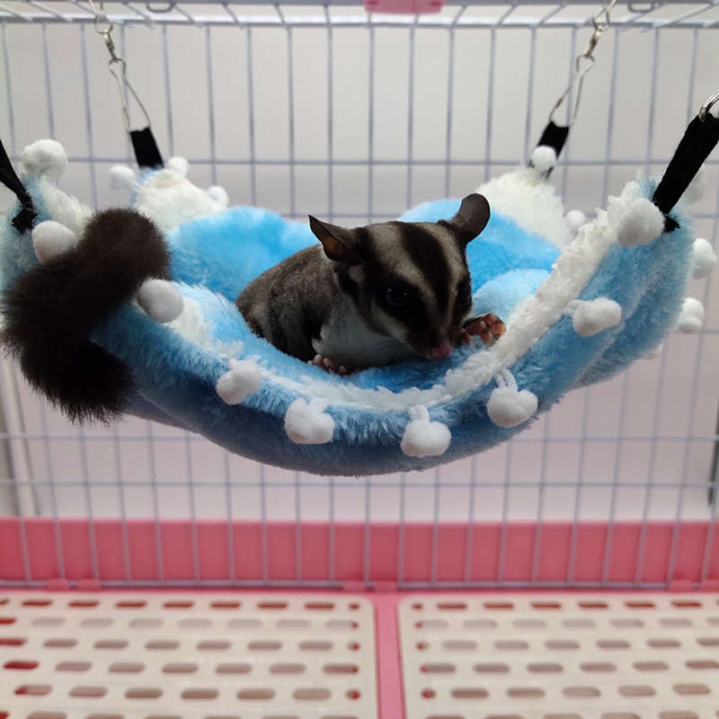 Hanging Small Animal Hamster Hammock 2 Tier Fleece Hideout for Sugar Glider Squirrel Cage Rat Sleeping Bed