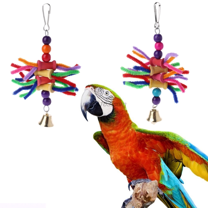 OOTDTY Parrot Chew Toys Multicolor Bird Parrot Bite String Toys Swing Cage Accessories