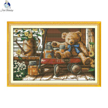 Joy sunday cartoon style Honey Bear counted cross stitch christmas stockings handwork embroidery kits for craft gifts