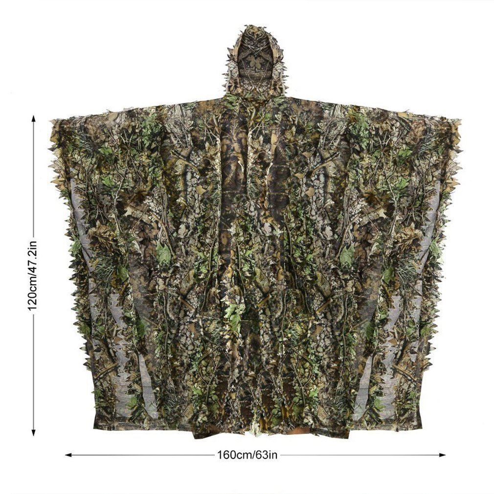 3D Leaves camouflage Suits sniper hunting Shooting clothes ghillie suitmoro Leaves Poncho Cloak Stealth cloak uniforme militar