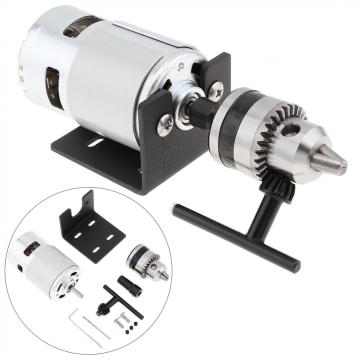 DC12V 5A -24V 3A Electric Motor Power Supply 3.175mm Round Shaft Lathe Press Motor with Drill Chuck and Mounting Bracket