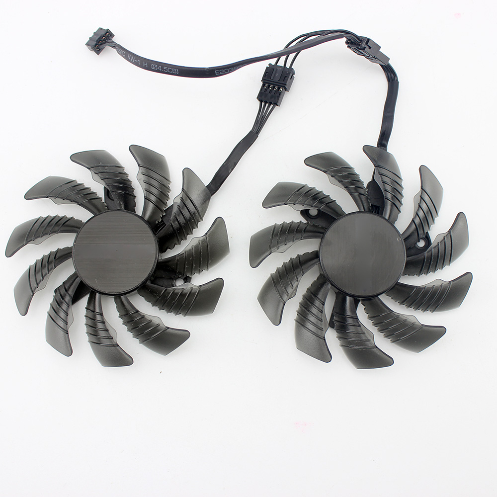 2/PCS 78MM T128010SU PLD08010S12HH 12V Cooling Fan for Gigabyte GTX1050Ti 1050 For RX550 RX560 Graphics Card 4Pin Cooler Fans