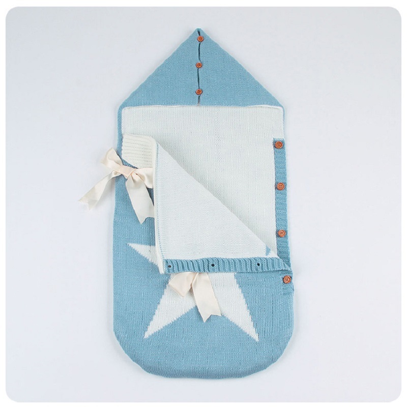 Baby Sleeping Bags Stroller Knitted Envelopes for Newborns Infant Swaddle Wrap Sleep Sacks Five Star Autumn Grey Winter Blankets