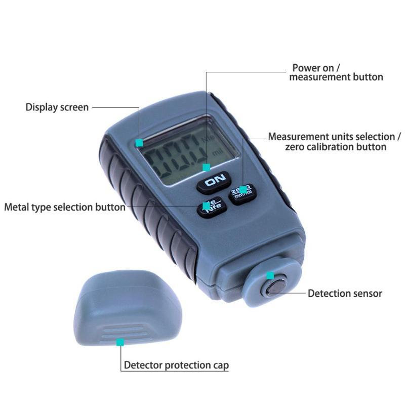 LCD Digital Backlight Mini Automobile Thickness Gauge Car Paint Coating Thickness Tester Measuring Gauge Meter RM660