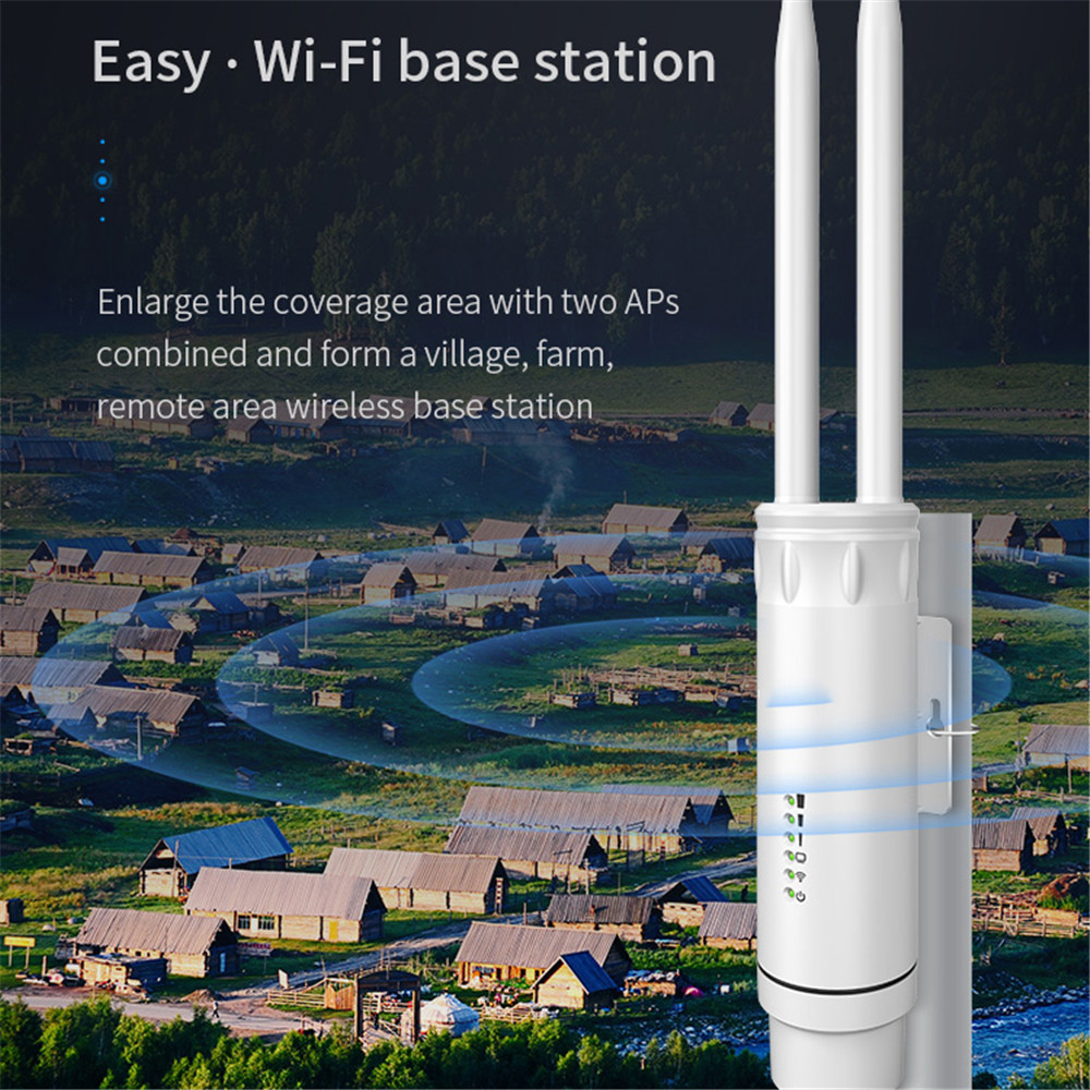 AC1200 Wireless AP Outdoor Wifi Router 2.4G&5Ghz 1200Mbps Waterproof Access Point Base Station 27dBm High Power RJ45 POE Adapter