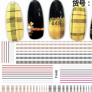 1 Sheet Tartan Plaid Line Geometry Wave Lace Bow Tie Pattern Adhesive Nail Art Stickers Decals F384-448#