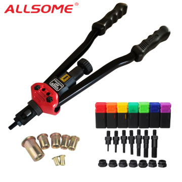 ALLSOME BT-607 RIVET NUT TOOL Hand Blind Riveter Hand Riveter Rivet Gun with 7 Metric Mandrels 70pcs Rivnuts