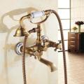 Bathtub Faucets Wall Mounted Antique Brass Brushed Bathtub Faucet With Hand Shower Bathroom Bath Shower Faucets Torneiras XT354