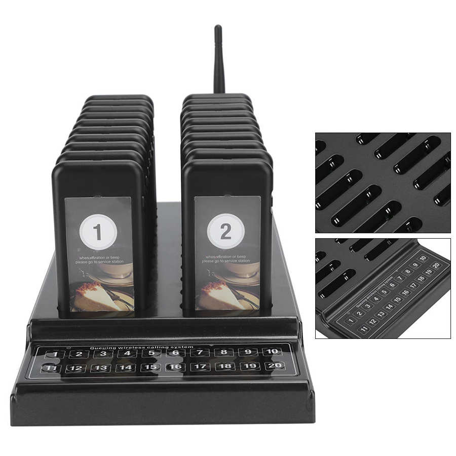 Restaurant Pager Wireless Calling System Receiver 20-Channel with Charging Indicator (110-240V) Hot Sale