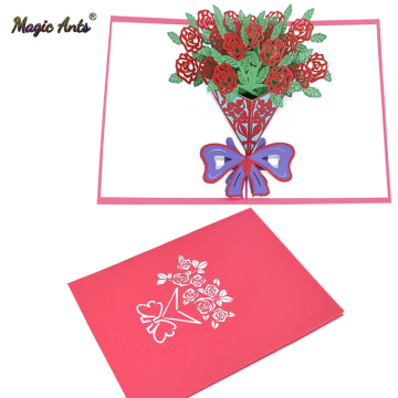 3D Rose Flowers Pop-Up Mothers Card Birthday Gift with Envelope Greeting Card Postcard Bouquet Flower All Occasions