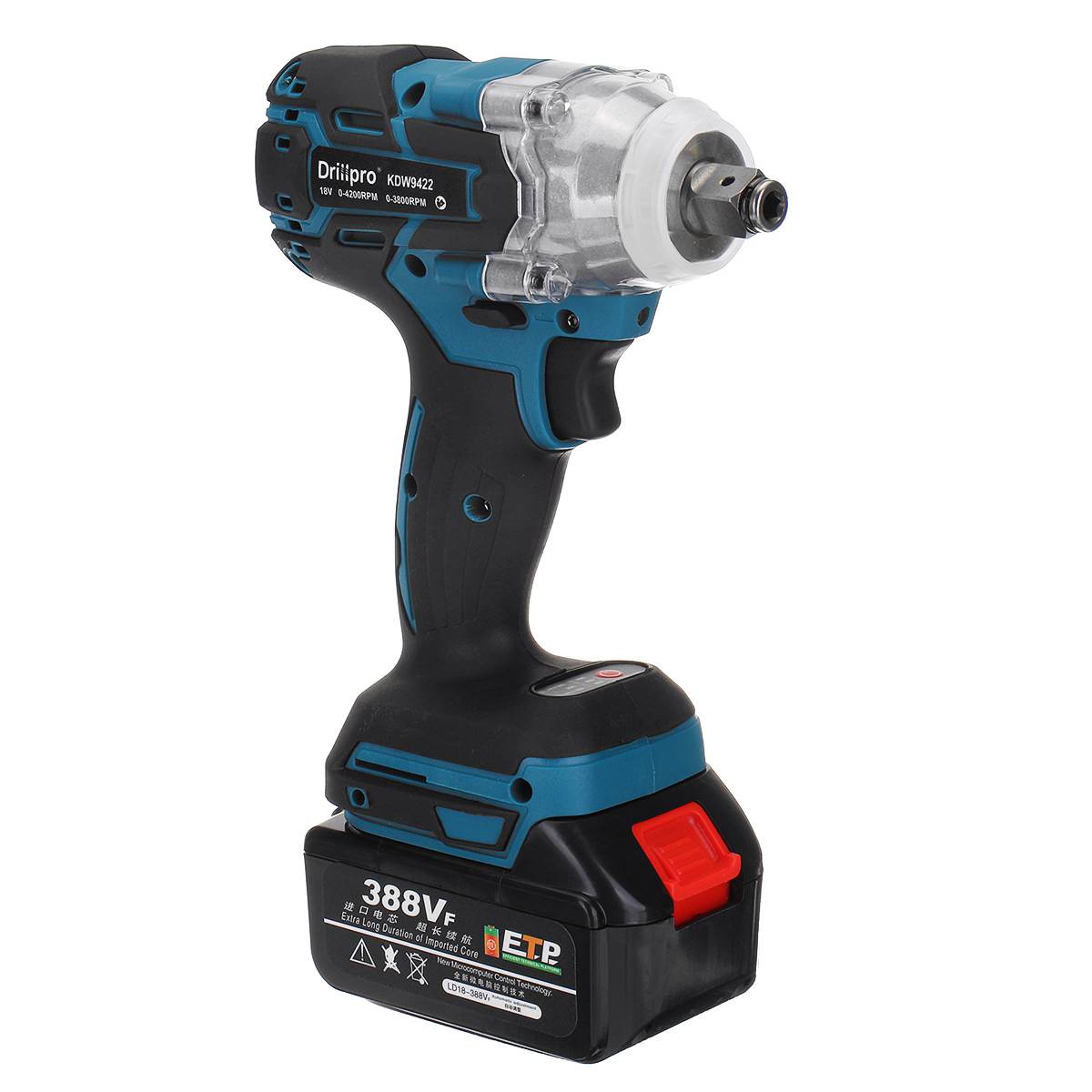 388vf 520N.M Brushless Cordless Electric Impact Wrench 1/2 inch Power Tools with 15000Amh Li Battery Adapt to Makita 18V Battery