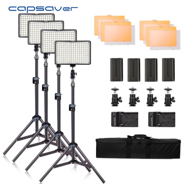 capsaver TL-160S 4 Sets LED Video Light Photography Lighting for Photo Studio YouTube Shooting 3200K/5600K CRI85 LED Lamp Kit