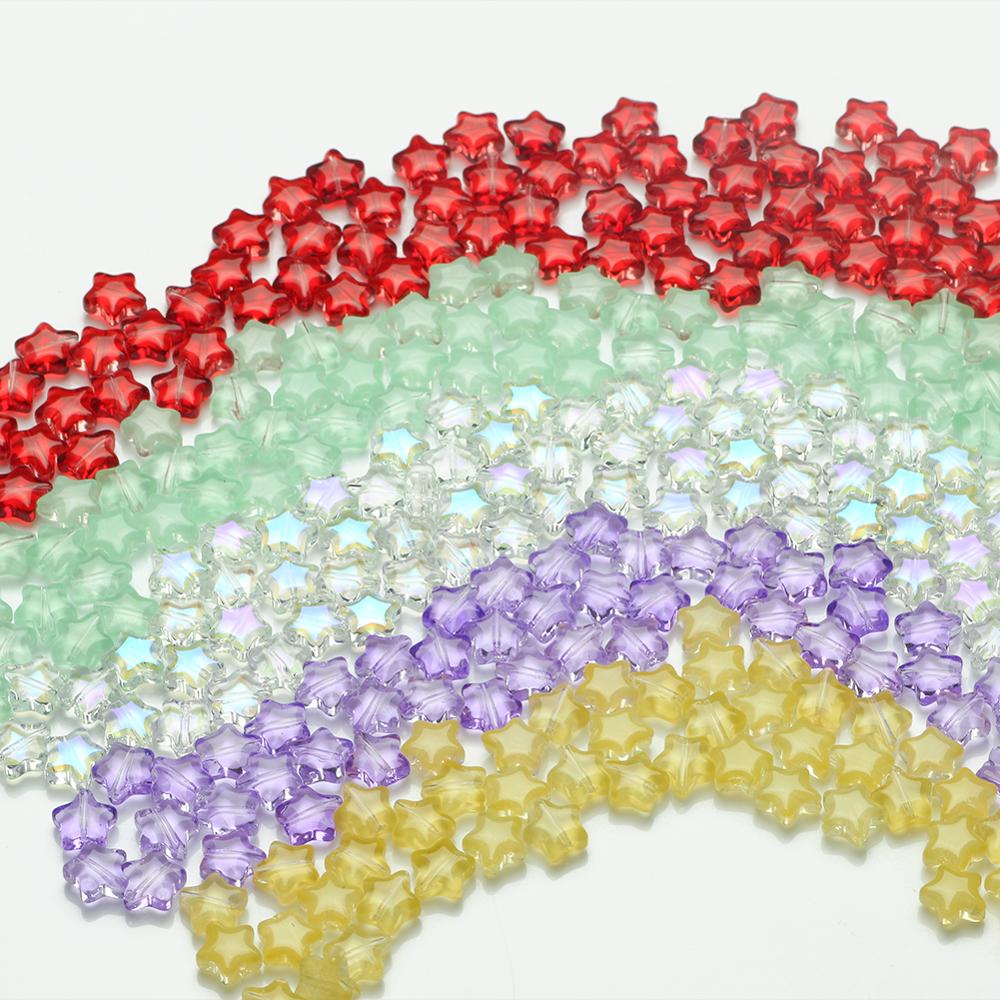 8x8mm 60pcs Mermaid AB Color Star Lampwork Crystal Czech Glass Spacer Beads For Jewelry Making Handmade DIY Accessories Hairpin