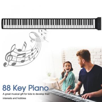 Electronic Organ 88 Keys USB MIDI Output Roll Up Rechargeable Portable Silicone Flexible Keyboard Organ with Sustain Pedal