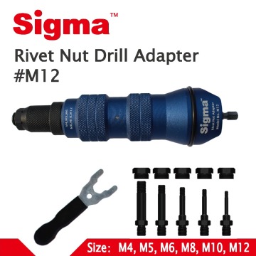 Sigma #M12 HEAVY DUTY Threaded Rivet Nut Drill Adapter Cordless or Electric power tool accessory alternative air rivet nut gun