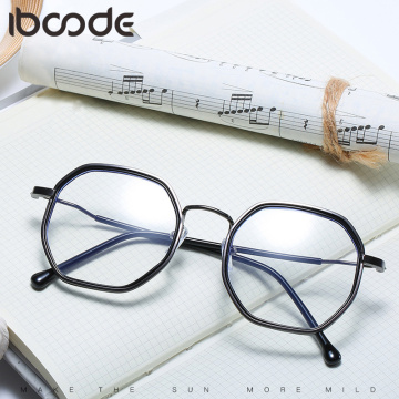 iboode 2020 New Finished Myopia Glasses Women Men Vintage Polygon Anti Blue Light Nearsighted Eyeglasses -1 -1.5 -2 -2.5 -3 -3.5