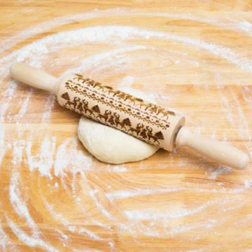 In Stock Christmas Wooden Embossed Dough Rolling Pin Laser 25 Styles Engraved Pastry Kitchen Cake Cookies Baking Tool Stick Roll