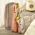 Angoo Normcore Pen Bag Pencil Case Two Layer Foldable Stand Fabric Phone Holder Storage Pouch for Stationery Office School A6171