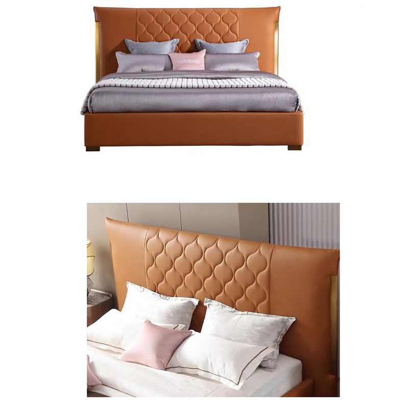 Leather European Simple Bed