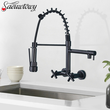 Wall Mounted Spring Kitchen Faucet Pull Down Hot And Cold Water Kitchen Sink Mixer Kitchen Tap Sink Mixer Torneira de cozinha