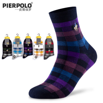 High Quality Autumn Winter Fashion Pier Polo Business Socks Men's British Style Plaid Middle tube Casual Cotton Socks Men Sock