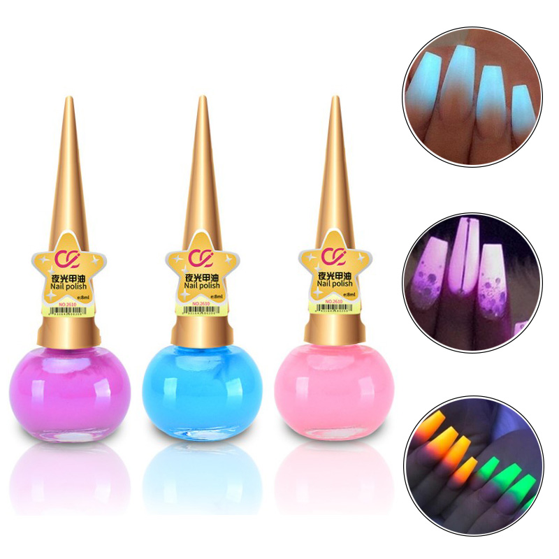 12 Color Neon Luminous Gel Nail Polish Non-toxic Fluorescent Nail Gel Glow In The Dark Nail Varnish Powder Nails Glitter Pigment