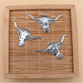 WKOUD 6pcs Silver Plated Bull Head Charm Necklace Bracelet DIY Handmade Metal Jewelry Alloy Pendants A291