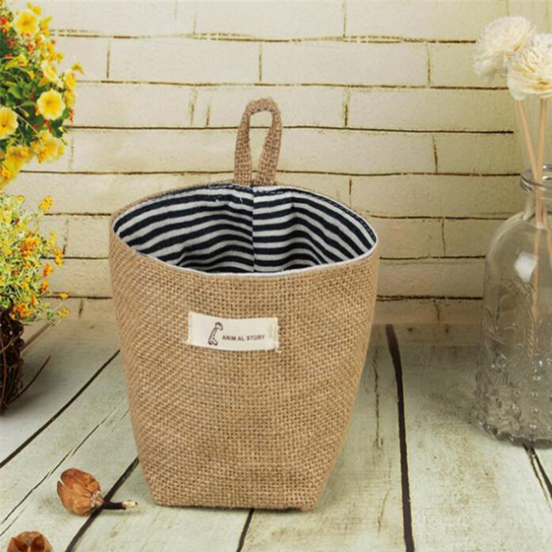 Hanging Grocery Storage Bag Cloth Flower Pot Basket Household Sundries Toys Organizer Case Living Room Storage Sack Cloth Bags