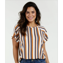 female lace on the shoulder top stripe blouse