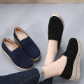 Platform Sneakers Women Genuine Cow Leather Flats Slip On Loafers Swing Shoes Shallow Ladies Casual Footwear Height Increasing