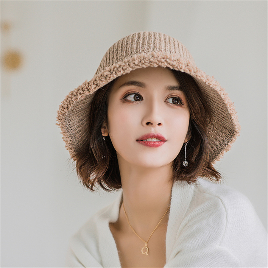 2020 New Winter Knitted Panama Hat Women Fashion Cute Warm Breathable Bucket Hats Female Outdoor Basin Hat Sunscreen Sun Caps