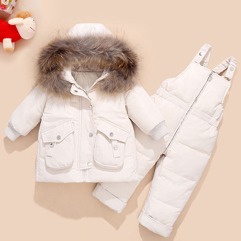 IYEAL New Children Winter Warm White Duck Down Jacket Coat Baby Girl Clothes Boys Overcoat Parka kids Ski Wear Snow Clothing Set