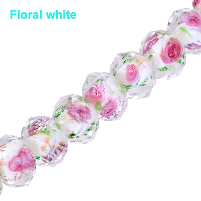 12mmx8mm Rose Flower Lampwork Glass Beads for Jewelry Making Crystal Murano Rondelle DIY Beads Charms Accessories Craft
