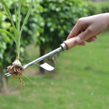 1 Pcs Manual Weeder Fork Stainless Steel Garden Weeder Wood Handle Digging Puller Weeding Tool Garden Courtyard Trimming Tools