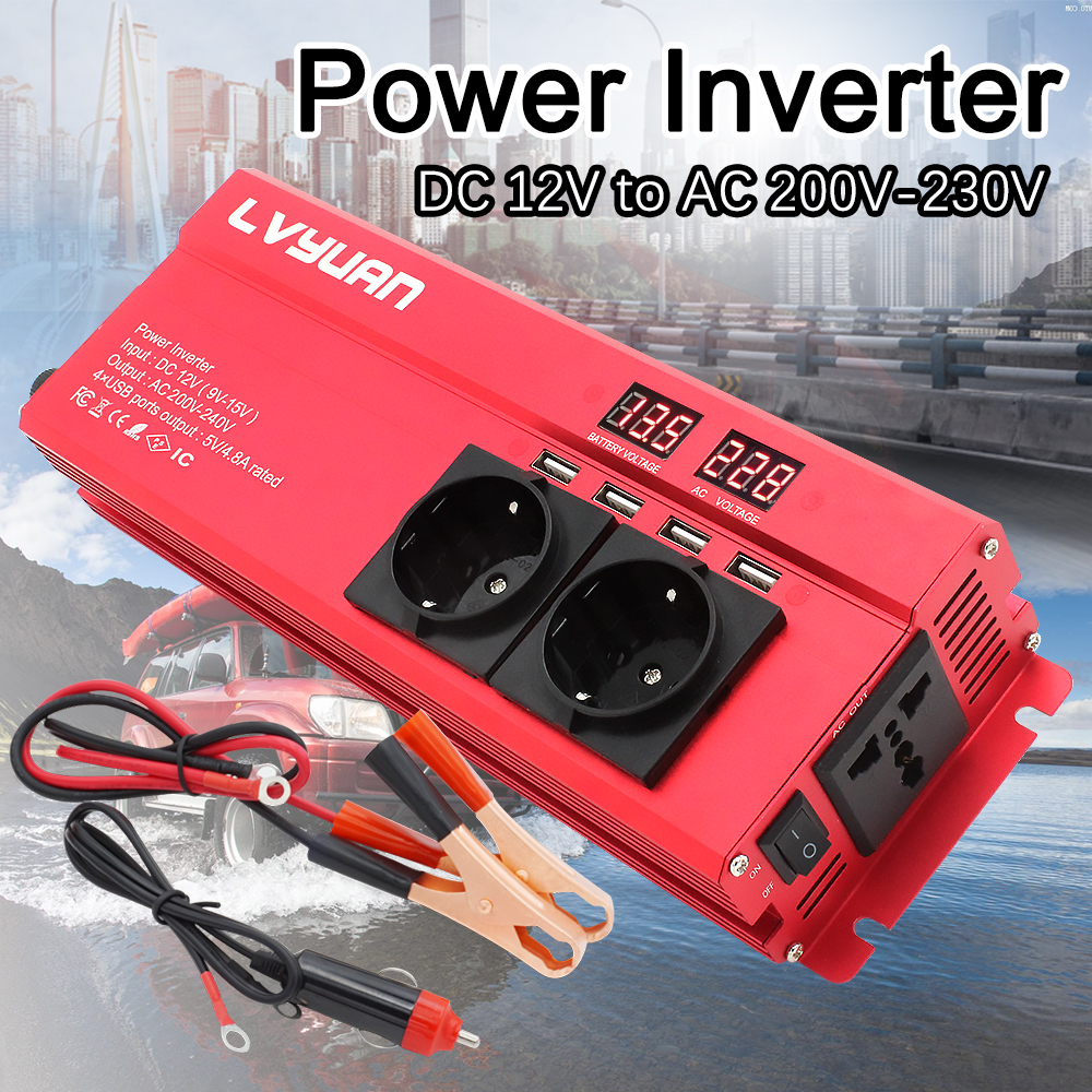 6000W Large Power Inverter EU Plug 3AC Outlets 4 USB Outing Car Inverter Converter инвертор 12v 220v преобразователь 12 220