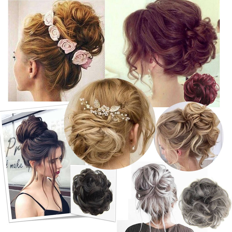 Elastic Chignon Hairpiece Messy Curly Bun Mix Gray Natural Chignon Synthetic Hair Extension Chic and Trendys Hair Accessories