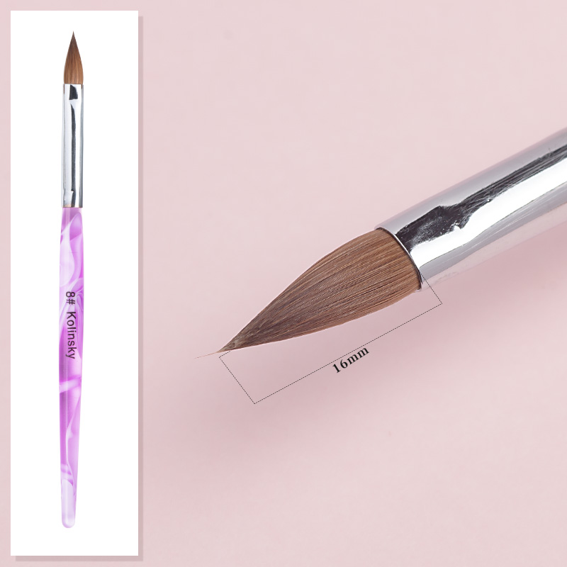 CHNRMJL NO.8/10 Pure 100% Kolinsky Sable Acrylic Nail Brush UV Gel Carving Liquid Powder Crystal Pen DIY Nails Art Manicure Tool