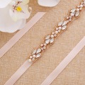 Pearls Wedding Belt Rhinestones Bridal Belt Rose Gold Crystal Wedding Sash Belt For Bridal Bridesmaid Gown J132RG
