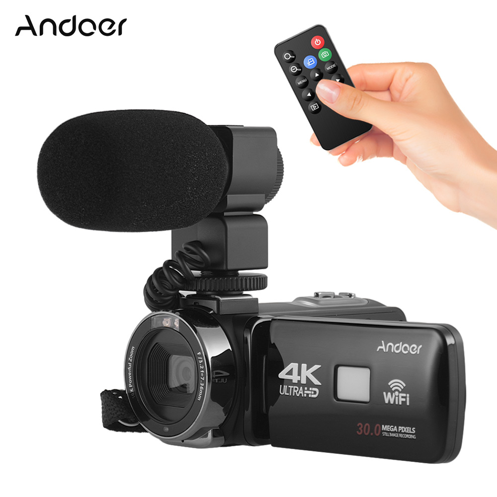 Andoer 4K Ultra HD WiFi Digital Video Camera Camcorder DV Recorder With 16X Zoom 3.0" LCD Touchscreen IR Night