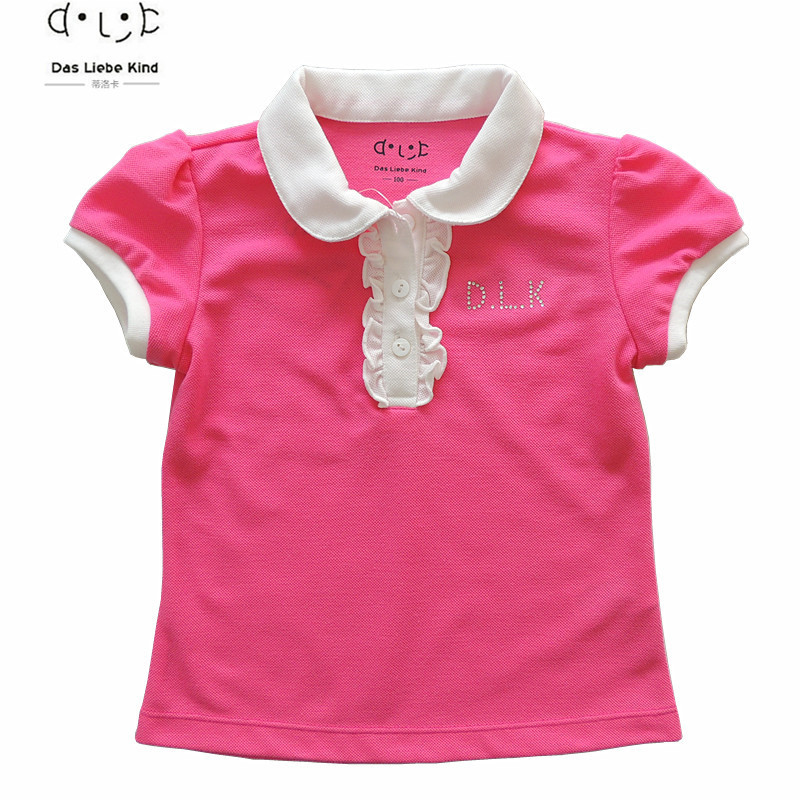 Baby girls brand T shirt kids polo shirts children T-shirts peter pan collar short sleeve girls tees 3-9yrs