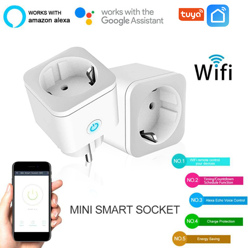 EU 16A WiFi Smart Plug Socket With Power Energy Monitor Multi Plug Tuya APP Control Works With Alexa Google home Assistant Hot